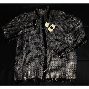 SOLD‎ Alberto Celini Men's Metallic Silk Long Sleeve Button Front Shirt Size 3XL